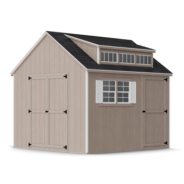 Rendering of Value Dormer Shed with Dual Entry in assembly process ready to be painted.