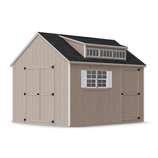 Rendering of Value Dormer Shed with Dual Entry in assembly process ready to be painted.