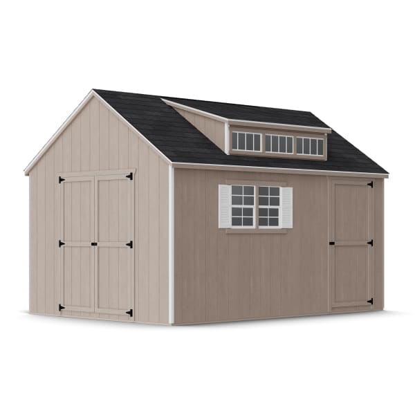 Rendering of Value Dormer Shed with Dual Entry in assembly process ready to be painted.