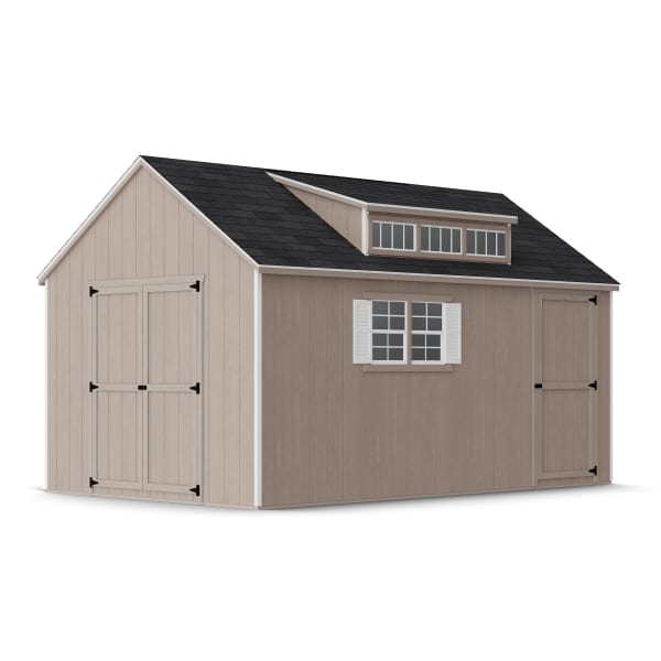 Rendering of Value Dormer Shed with Dual Entry in assembly process ready to be painted.