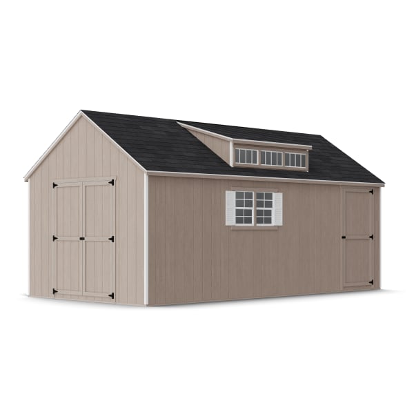 Rendering of Value Dormer Shed with Dual Entry in assembly process ready to be painted.
