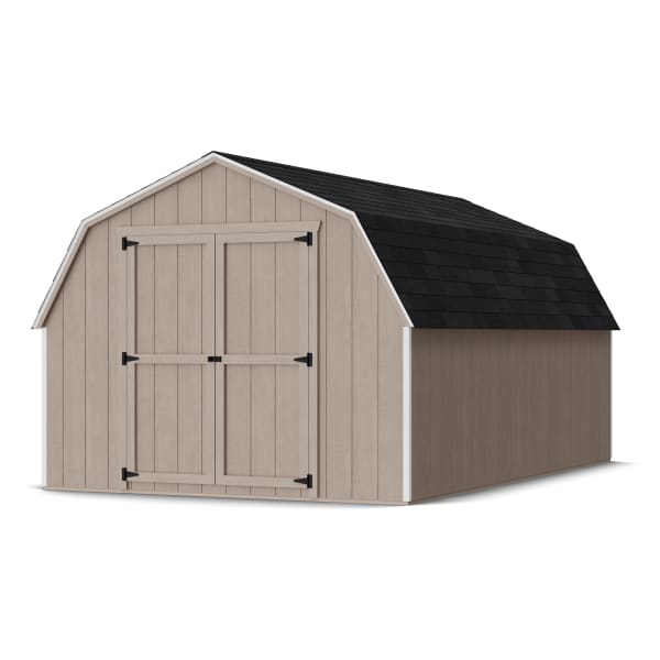 Rendering of Value Gambrel 4' Barn Shed in assembly process ready to be painted.