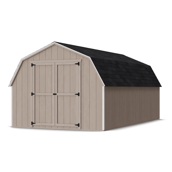 Rendering of Value Gambrel 4' Barn Shed in assembly process ready to be painted.