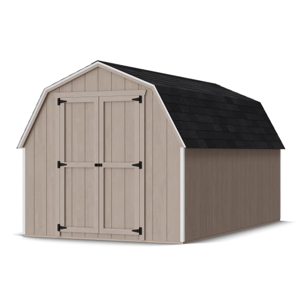 Rendering of Value Gambrel 4' Barn Shed in assembly process ready to be painted.