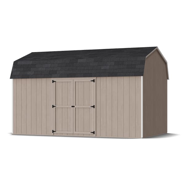 Rendering of Value Gambrel 6' Barn Shed with Side Entry in assembly process ready to be painted.