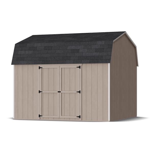 Rendering of Value Gambrel 6' Barn Shed with Side Entry in assembly process ready to be painted.