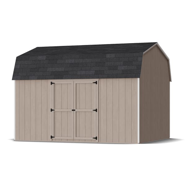 Rendering of Value Gambrel 6' Barn Shed with Side Entry in assembly process ready to be painted.