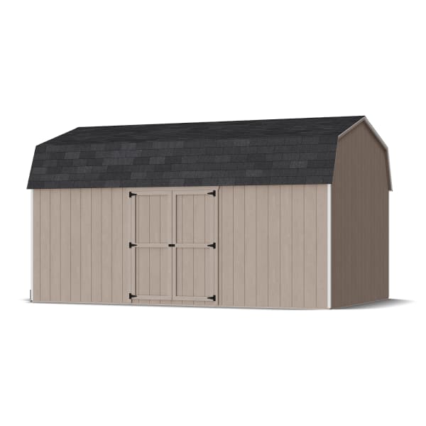 Rendering of Value Gambrel 6' Barn Shed with Side Entry in assembly process ready to be painted.