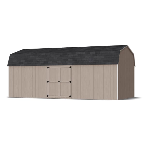 Rendering of Value Gambrel 6' Barn Shed with Side Entry in assembly process ready to be painted.