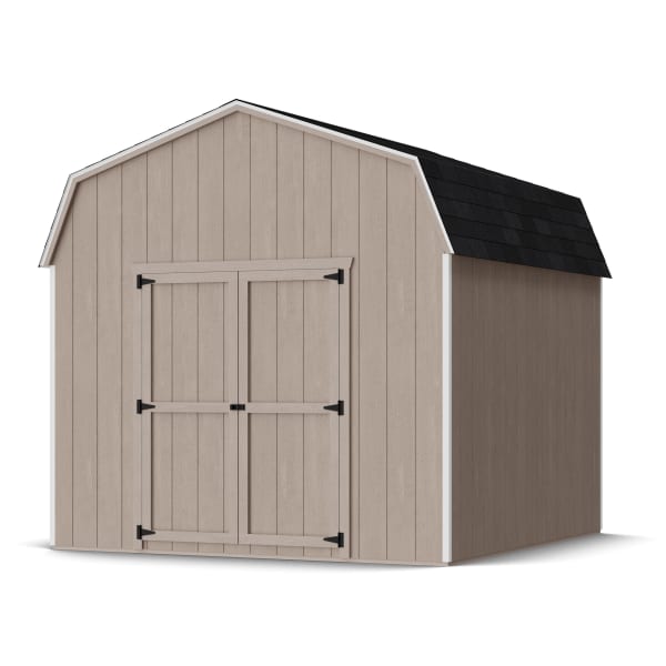 Rendering of Value Gambrel 6' Barn Shed in assembly process ready to be painted.