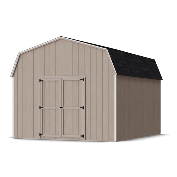 Rendering of Value Gambrel 6' Barn Shed in assembly process ready to be painted.