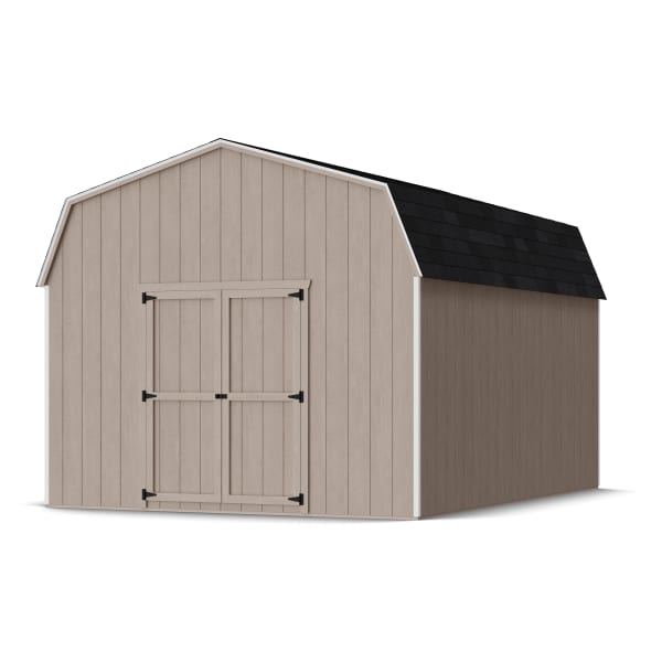 Rendering of Value Gambrel 6' Barn Shed in assembly process ready to be painted.