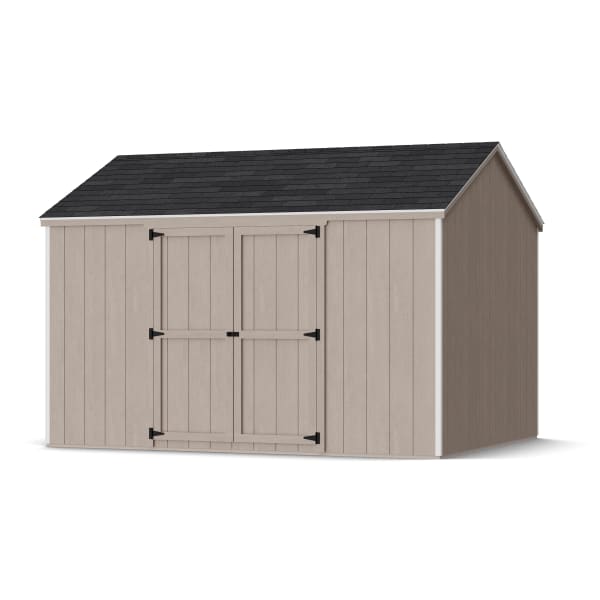 Rendering of Value Gable Shed with Side Entry in assembly process ready to be painted.