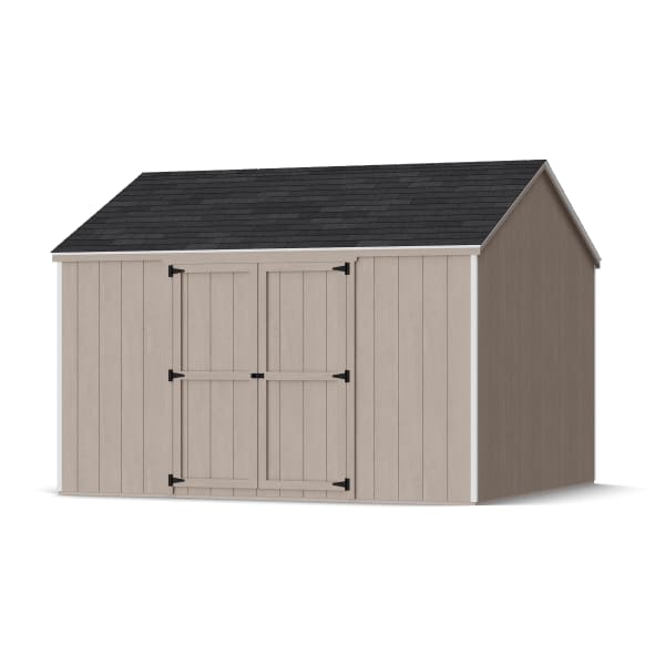 Rendering of Value Gable Shed with Side Entry in assembly process ready to be painted.