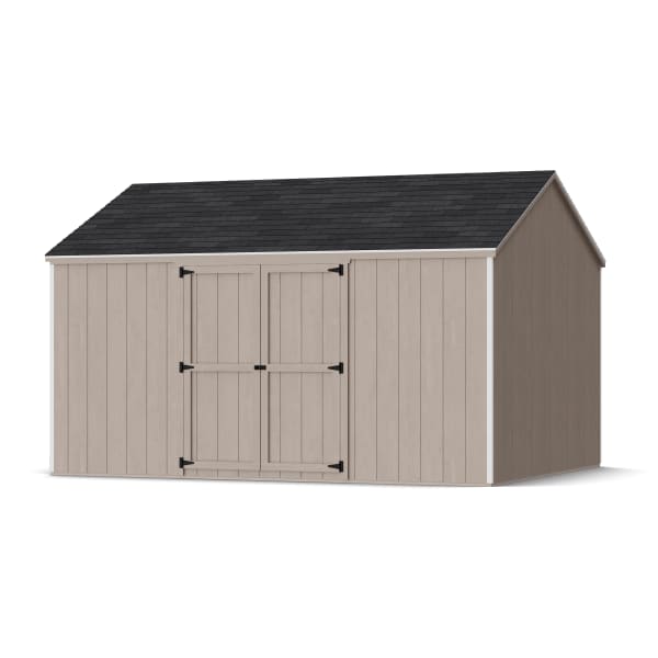 Rendering of Value Gable Shed with Side Entry in assembly process ready to be painted.