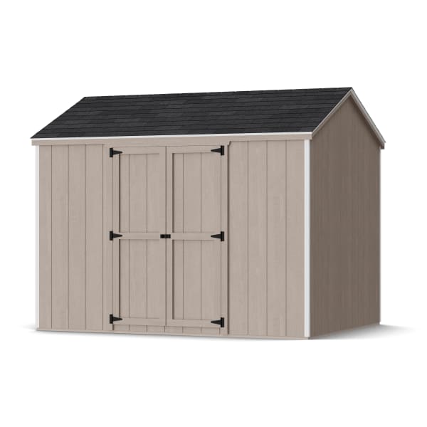 Rendering of Value Gable Shed with Side Entry in assembly process ready to be painted.