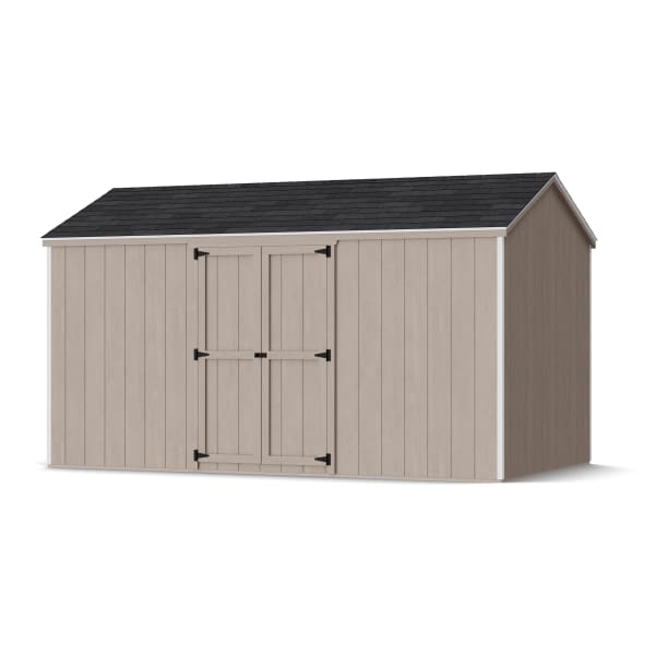 Rendering of Value Gable Shed with Side Entry in assembly process ready to be painted.