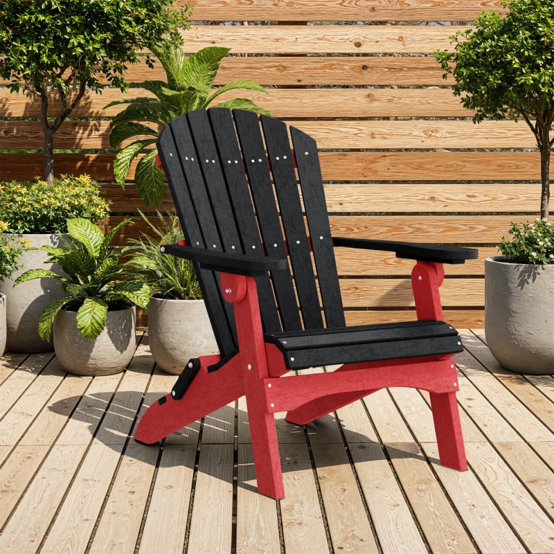 Adirondack Chairs in Black and Cardinal Red