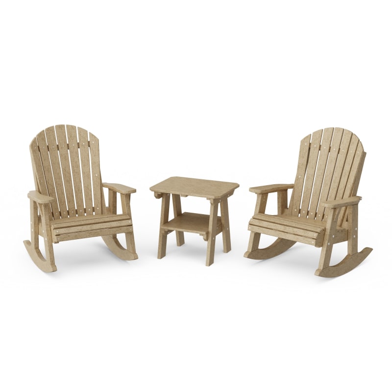 Heritage 3-Piece Adirondack Rocking Chair Set with Side Table