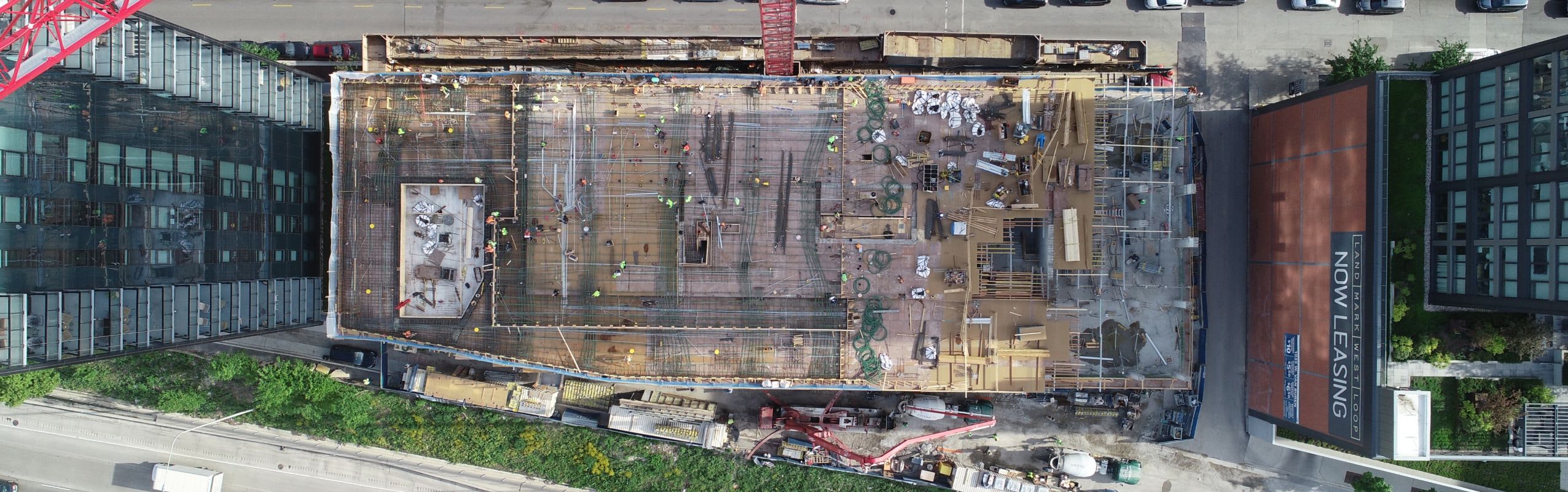 Overhead view of building with virtual electrical plans