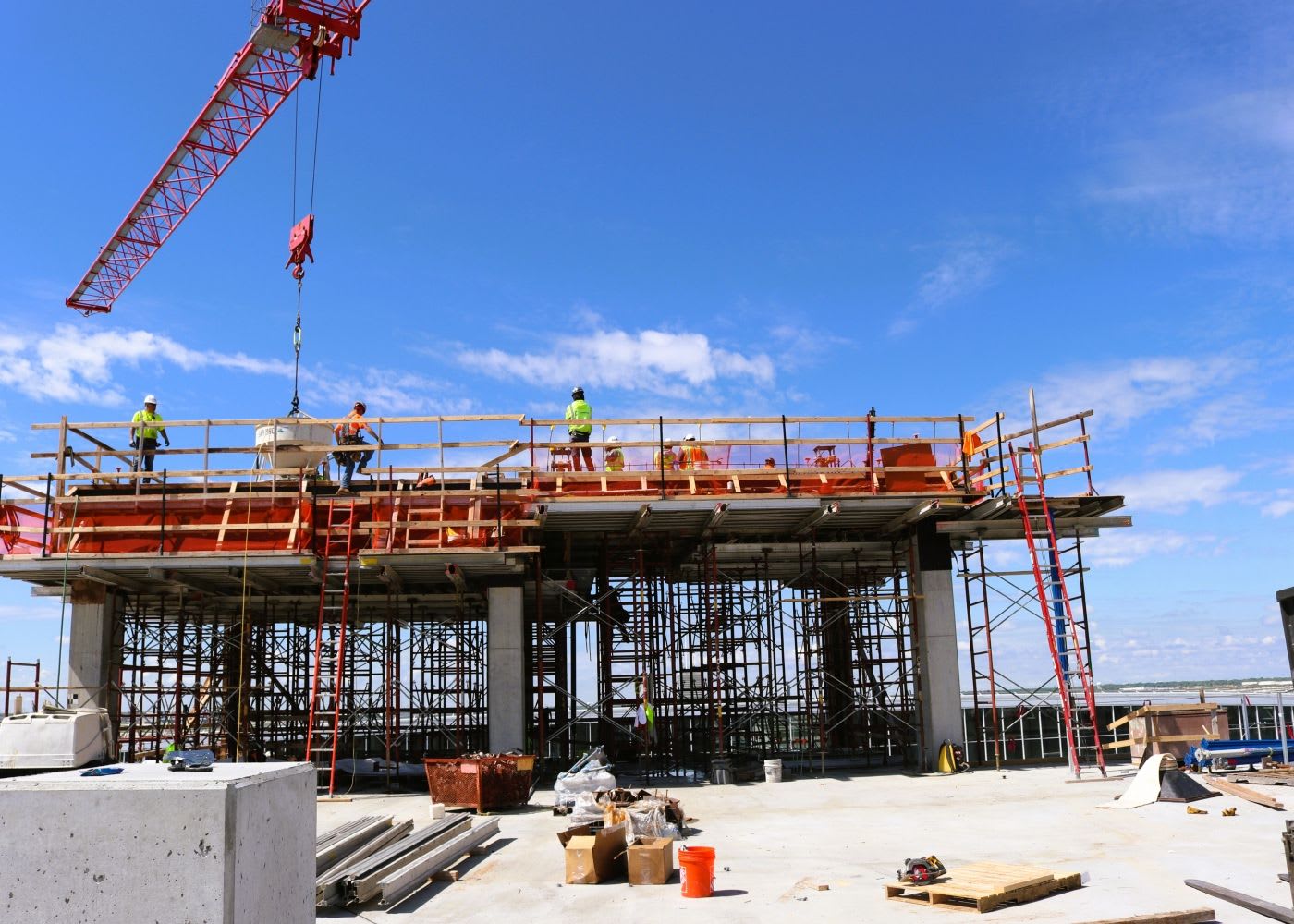 Construction of the Terminal 5 parking deck.