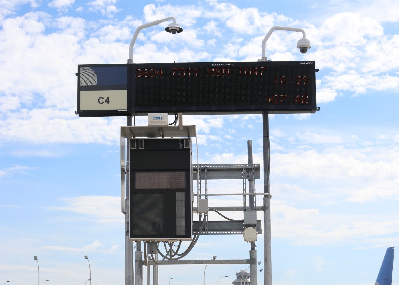Electrical board for flights showing information during daytime.