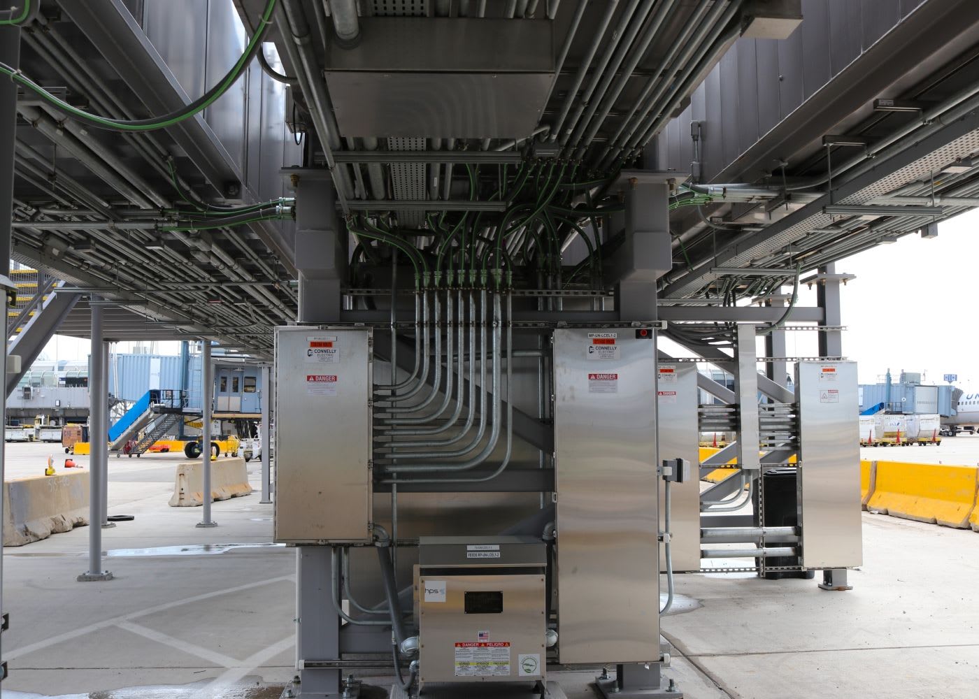 Electrical wiring for the lower concourse.