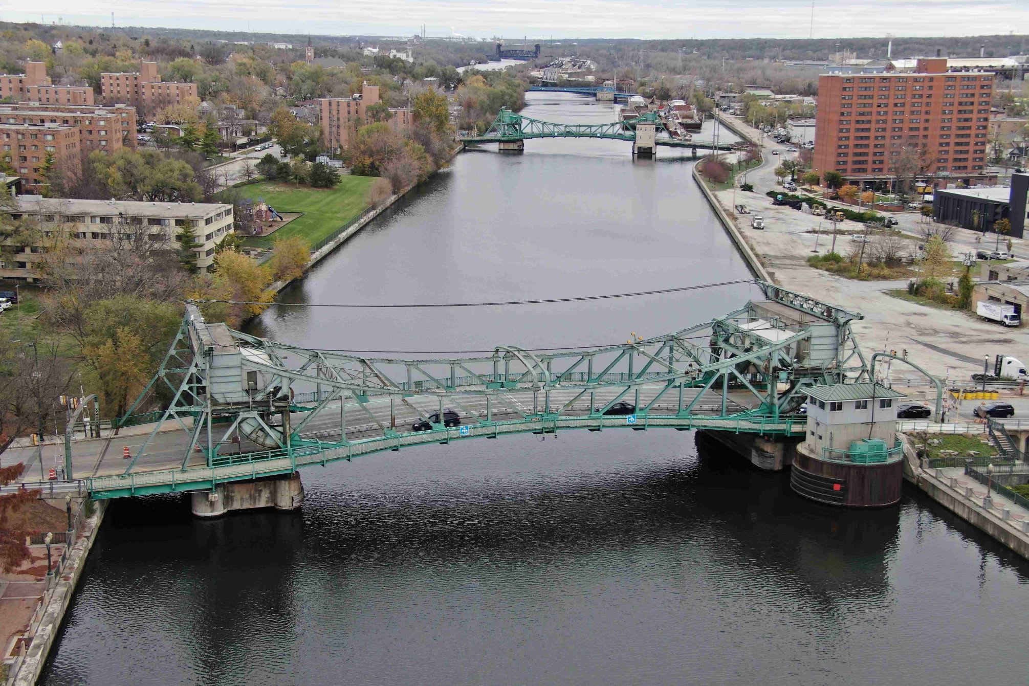 Cass Street Bridge in Joliet from a far angle.