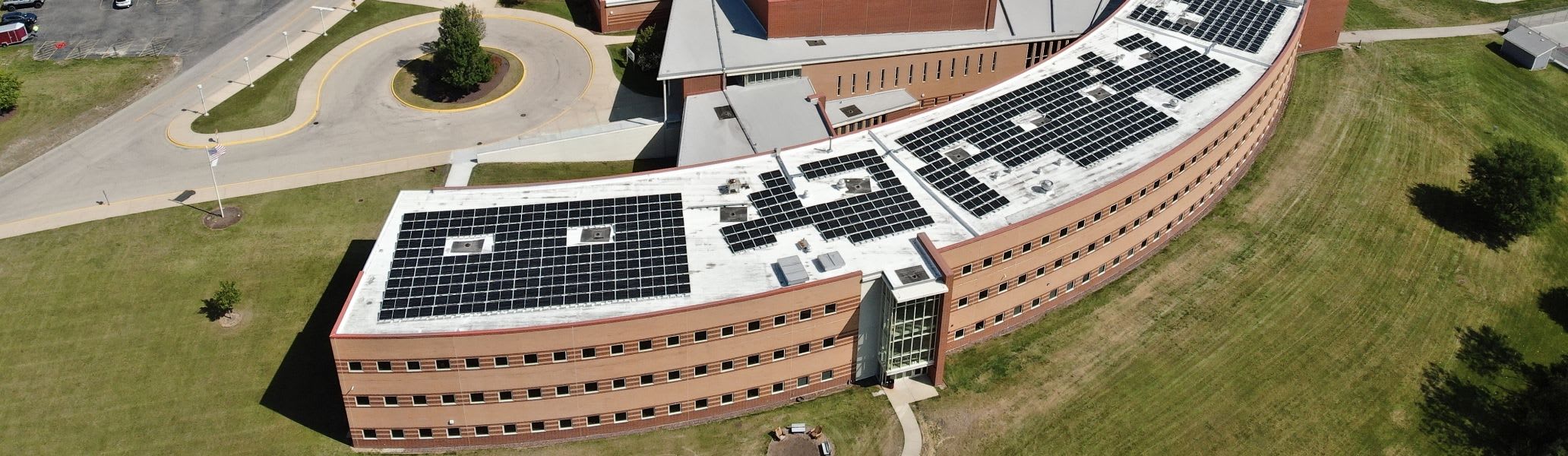 Solar Panels on the roof of Prairie Ridge High School