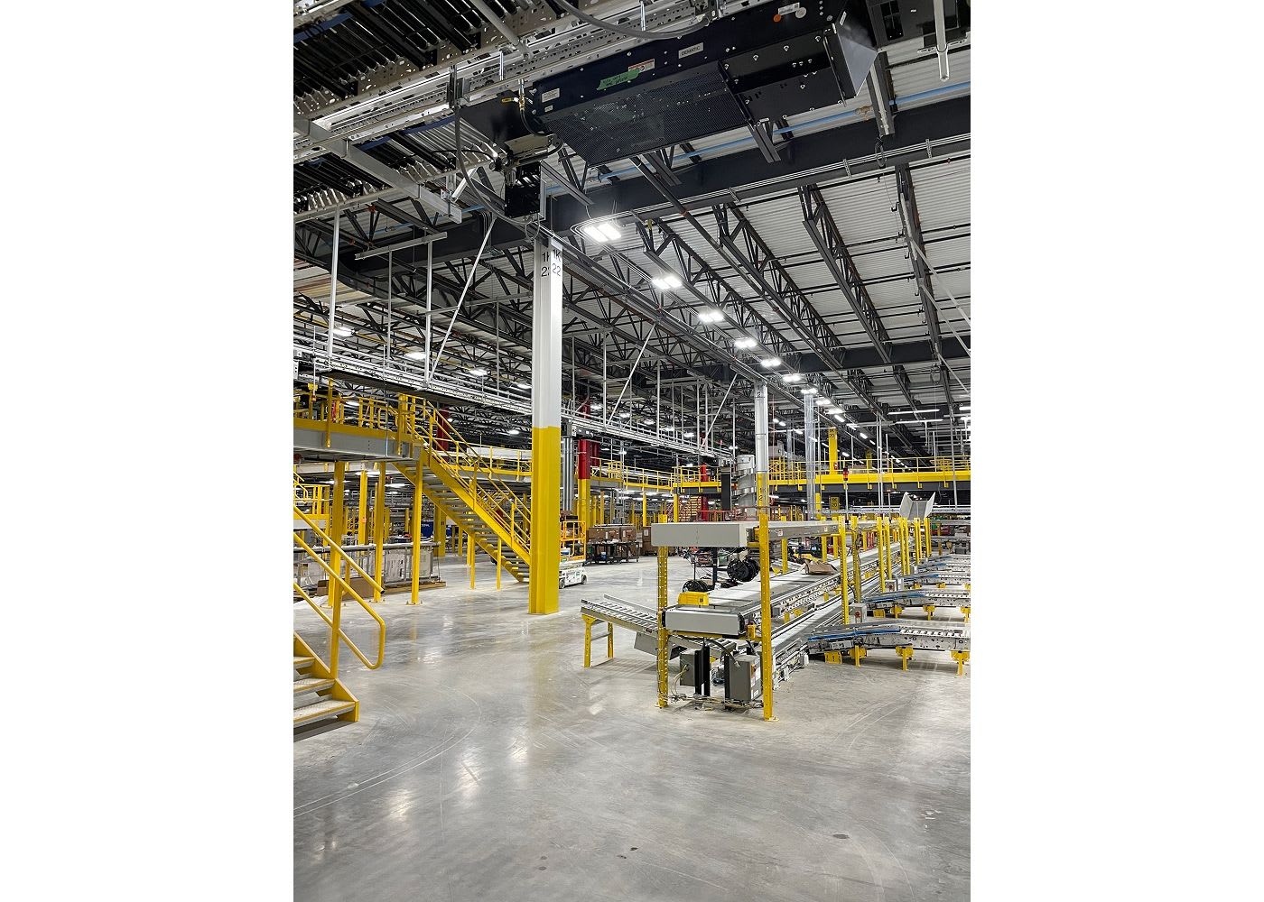 The inside of the center showing the mechanical and electrical systems required for distribution and packaging.