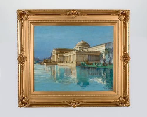 Painting of the Art Palace from the World's Fair, overlooking the water