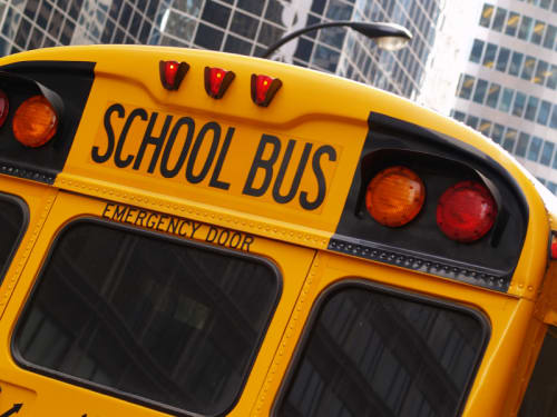 The back of a school bus
