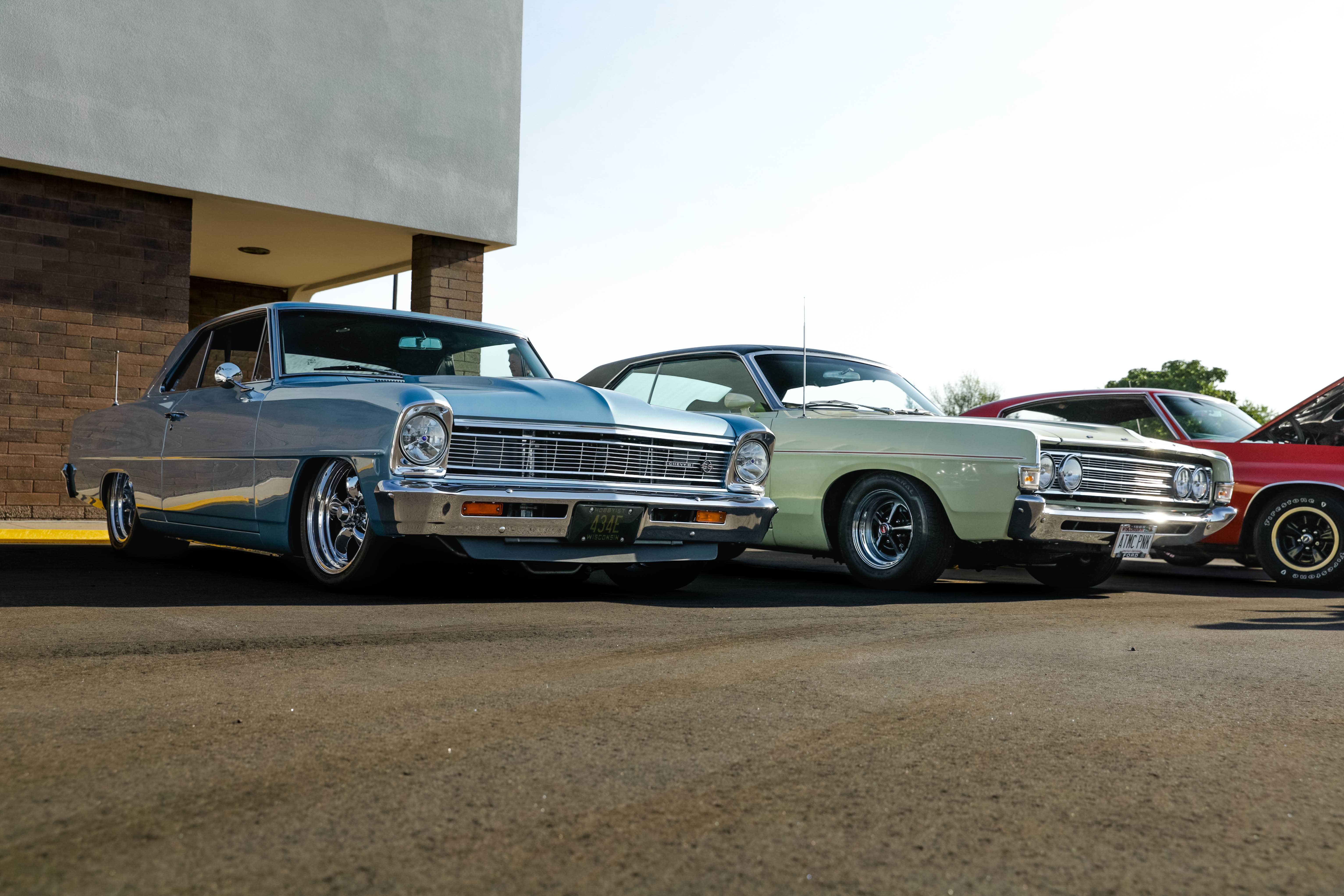 three cars lined up