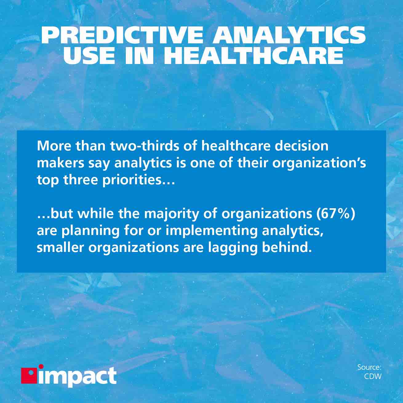 two-thirds of healthcare decision makers say analytics is one of their top three priorities