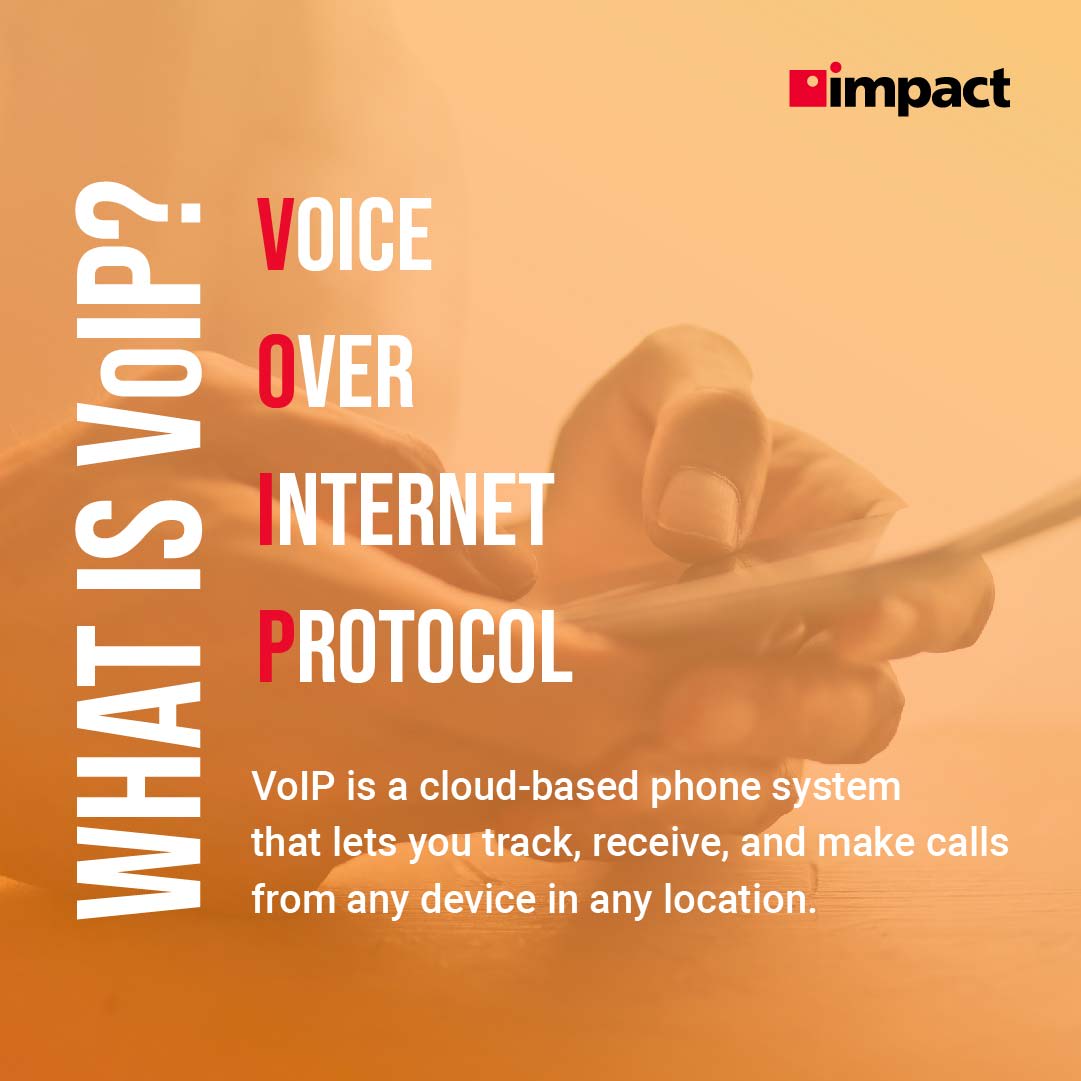 graphic showing that VoIP stands for "voice over internet protocol"