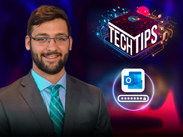 "Tech Tips" written on the front edges of a digital cube