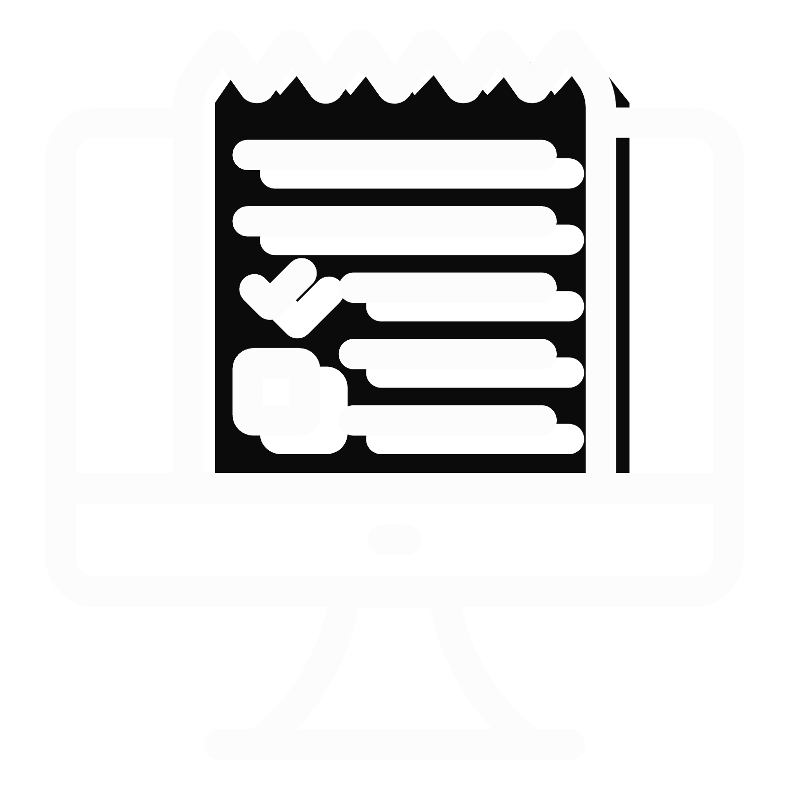 An icon showing a list on a monitor