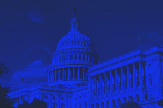 Blue-toned photo of the US Capitol Building | DOT Cybersecurity Services