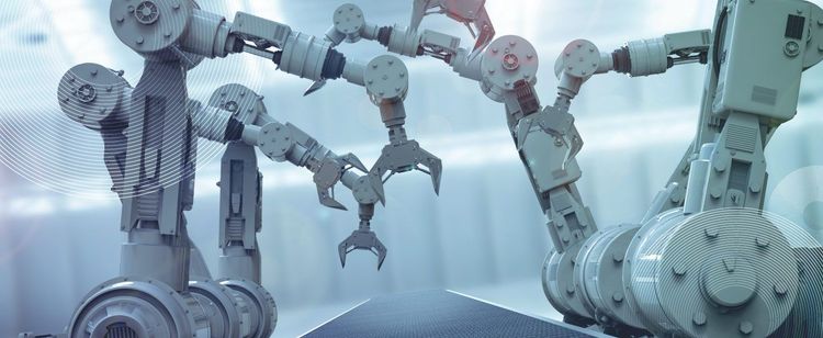 automated robotic arms working on manufacturing factory floor