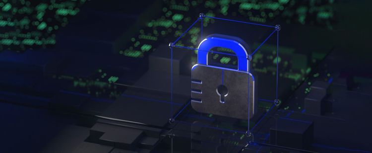 padlock in digital space