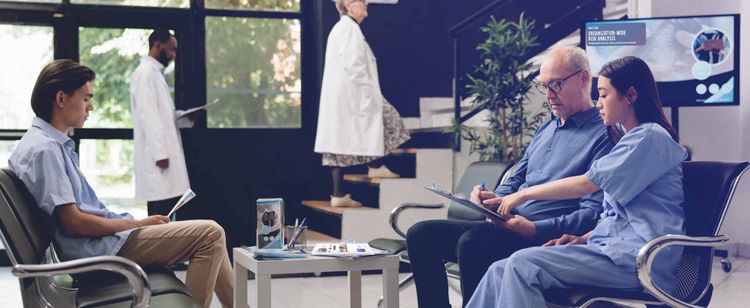 doctors and patients in a healthcare organization waiting room hipaa violations