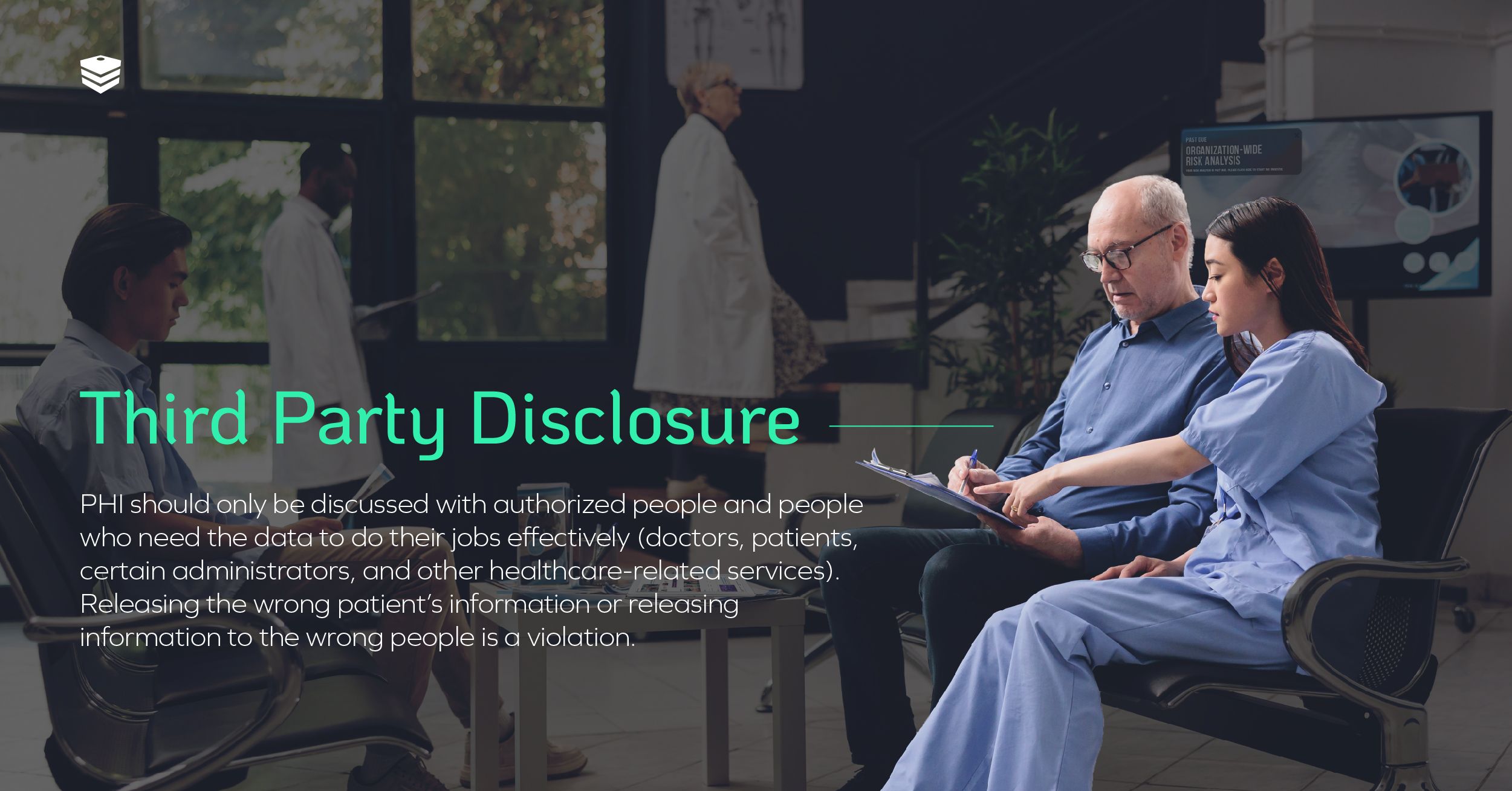doctors and patients in a healthcare organization waiting room hipaa violations | can you find the hipaa violations third party disclosure
