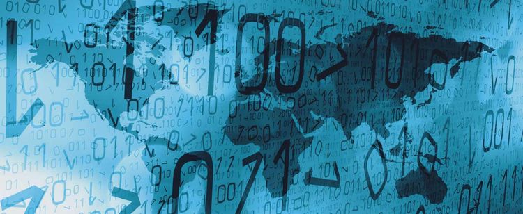 Digits appear over a map of the world | Cybersecurity News: February 2023 | DOT Security