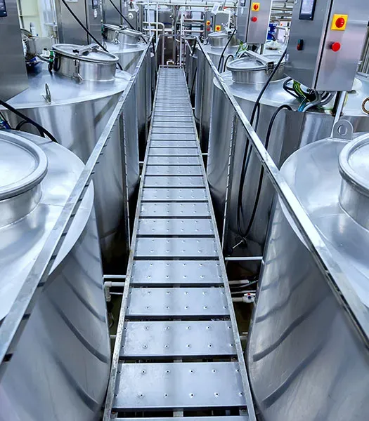 Walkway in food processing facility