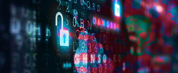 An abstract image with colorful digital letters and numbers along with an open padlock