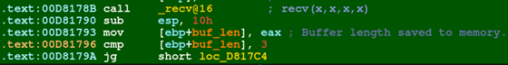 Screenshot with renamed variables