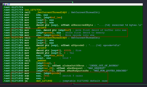 Screenshot of the opcode