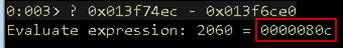 Screenshot showing the number of bytes
