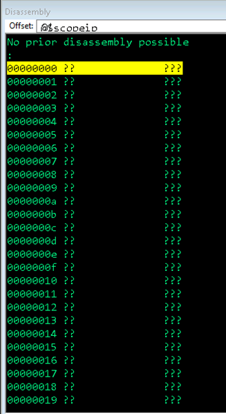 Screenshot of the program crashing