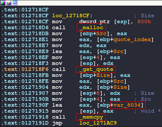 Screenshot of the get_quote block